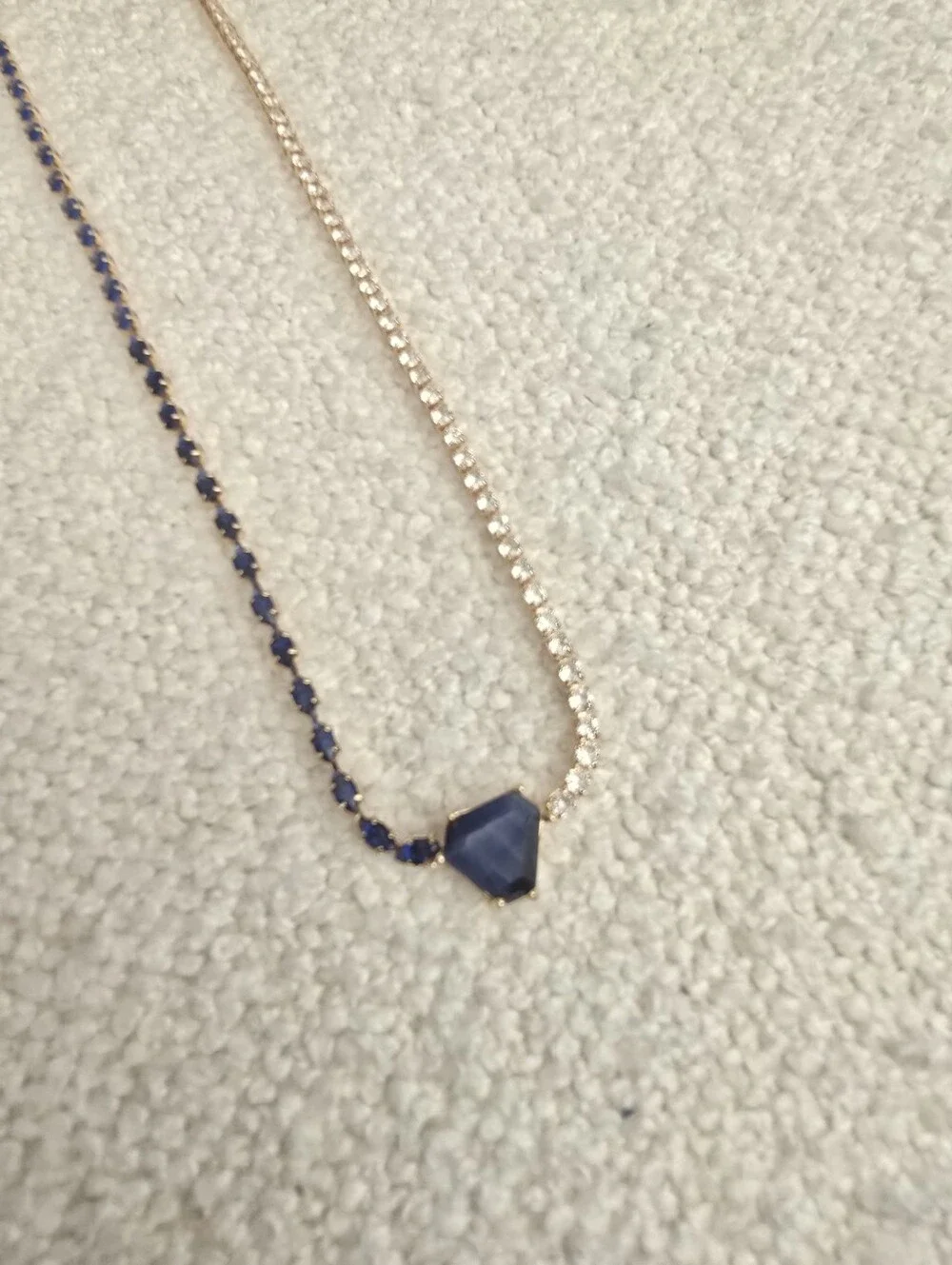 Anthropologie × Serafina, Soloist Crystal Mixed Chain Necklace,Sapphire,MSRP $54